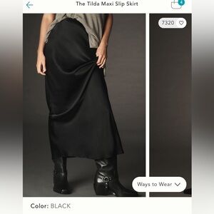 By Anthropologie Tilda Maxi Slip Skirt Black Size M